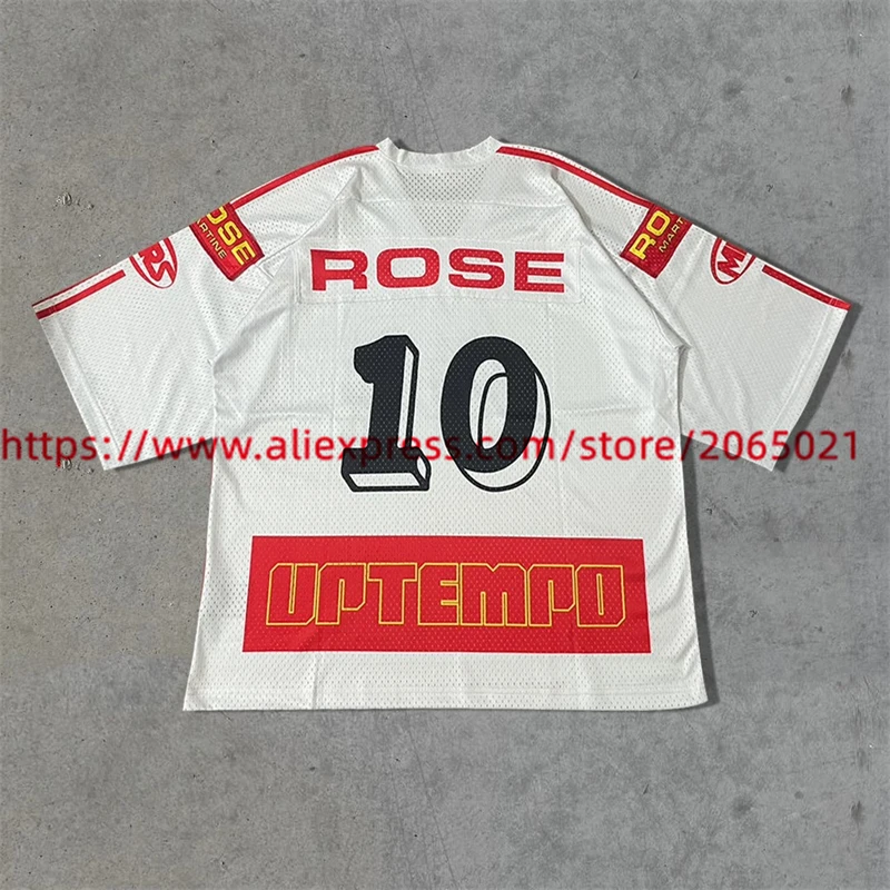 Stripe Martine Rose V-neck Mesh T Shirt Men Women Best Quality Football Jersey Embroidered Raglan Sleeves T-shirt Top Tees