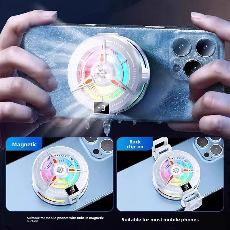 MINGCVIL Magnetischer Rückenclip, universeller 2-in-1-Telefonkühler, Halbleiter-Lüfter, Gefrierkühler für iOS, Android, Game-Tablet