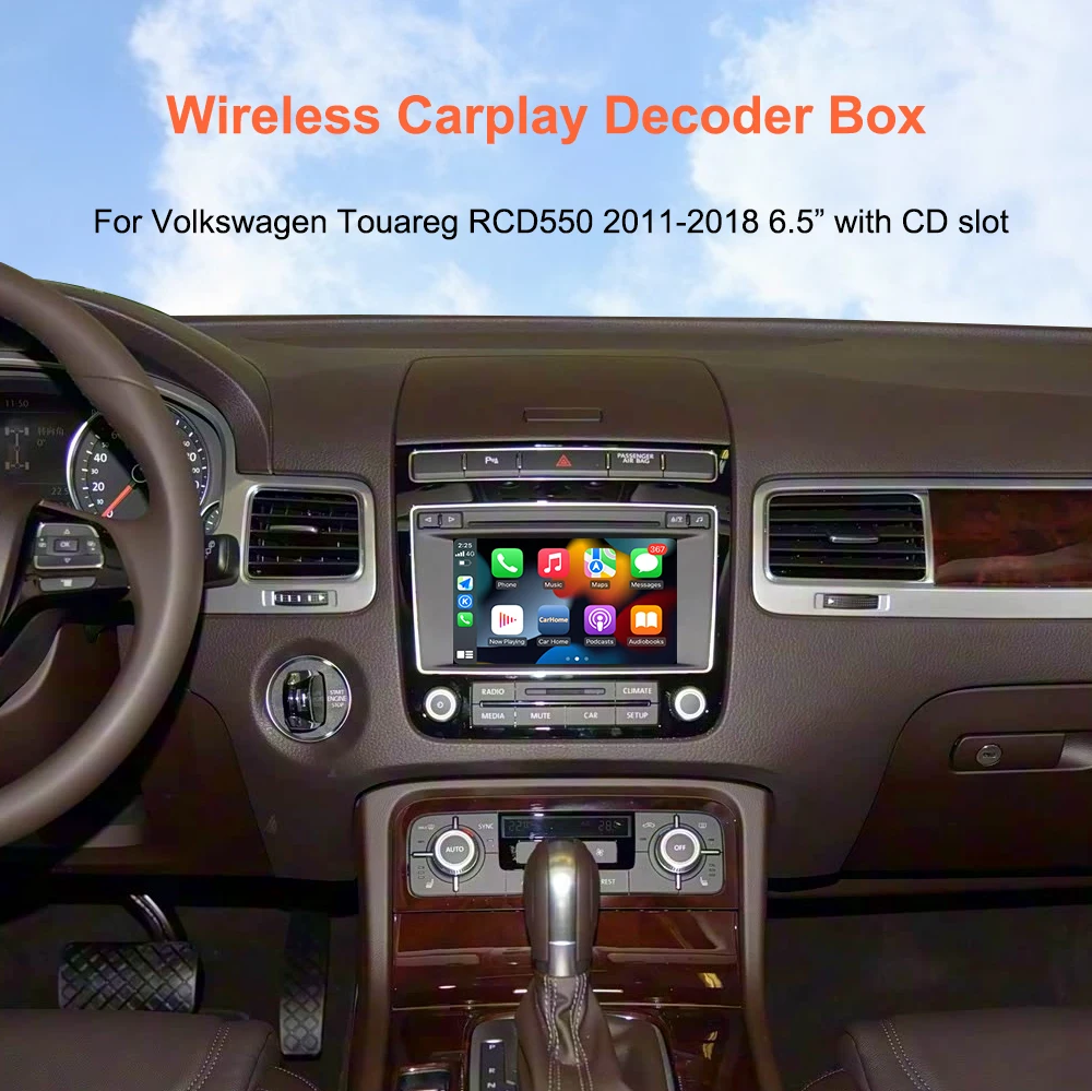 Bonroad Wireless Carplay Android Auto Retrofit Decoder Box für Volkswagen Touareg mit 6,5-Zoll-Bildschirm RCD550 2011–2018 Mirroring – Detail 1