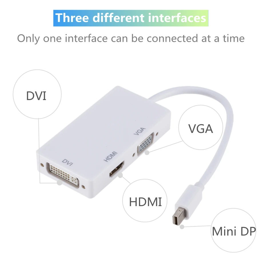 NEW 3 in 1 Mini Displayport DP Male to DVI HDMI VGA Audio Female Adapter Display Port Cable Converter For Computer Projector