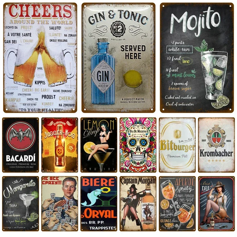 Placa de whisky, letrero de estaño Vintage, marca de bebida casera, cerveza, vino, cartel de Metal, decoración de pared para Bar, Pub, hombre, cueva, platos decorativos