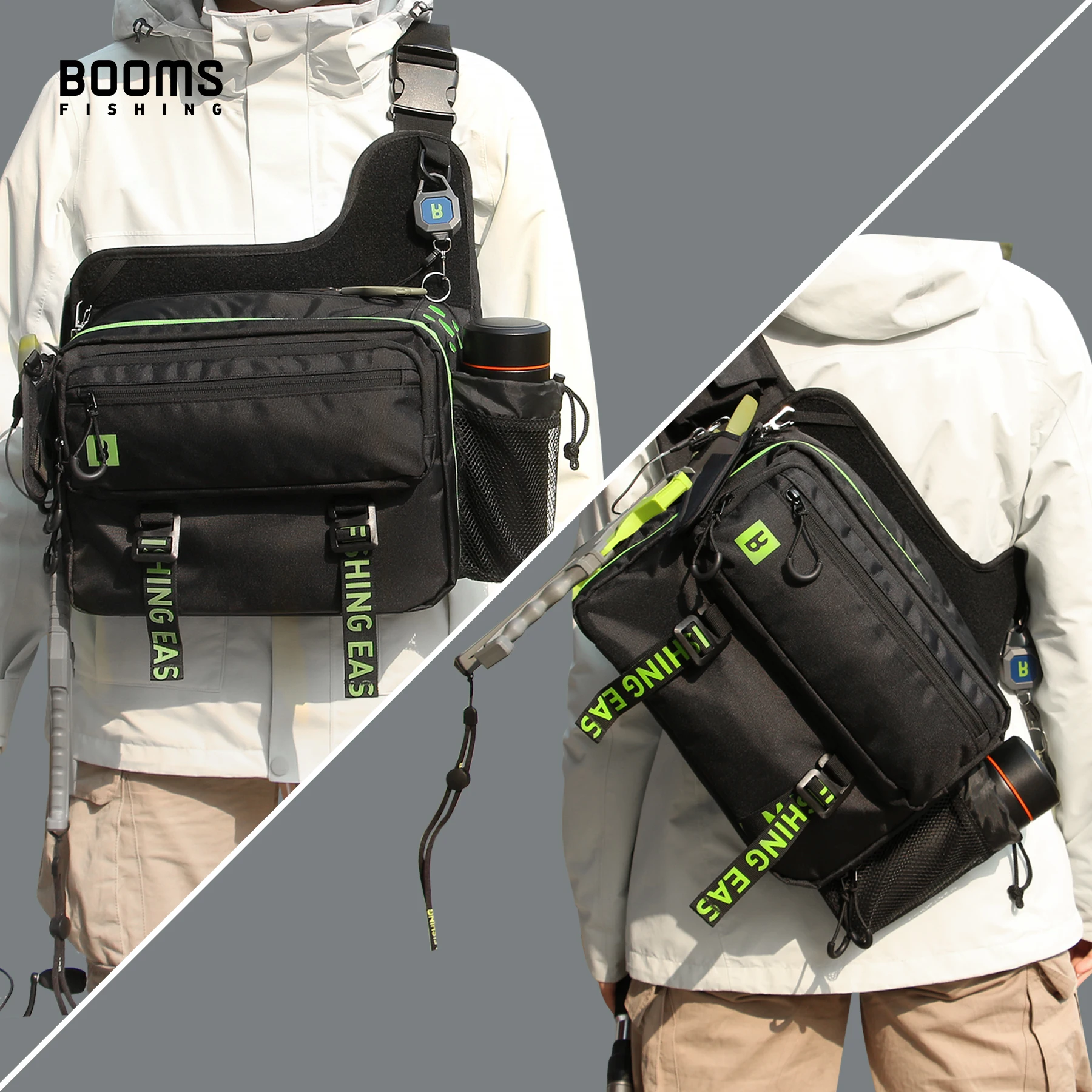 Booms Fishing IB1 Angeltasche, hohe Kapazität, Tackle-Aufbewahrungstaschen, großer Meer-Süßwasser-Rucksack, Karpfenangeln, professionelle Geräte – Detail 2