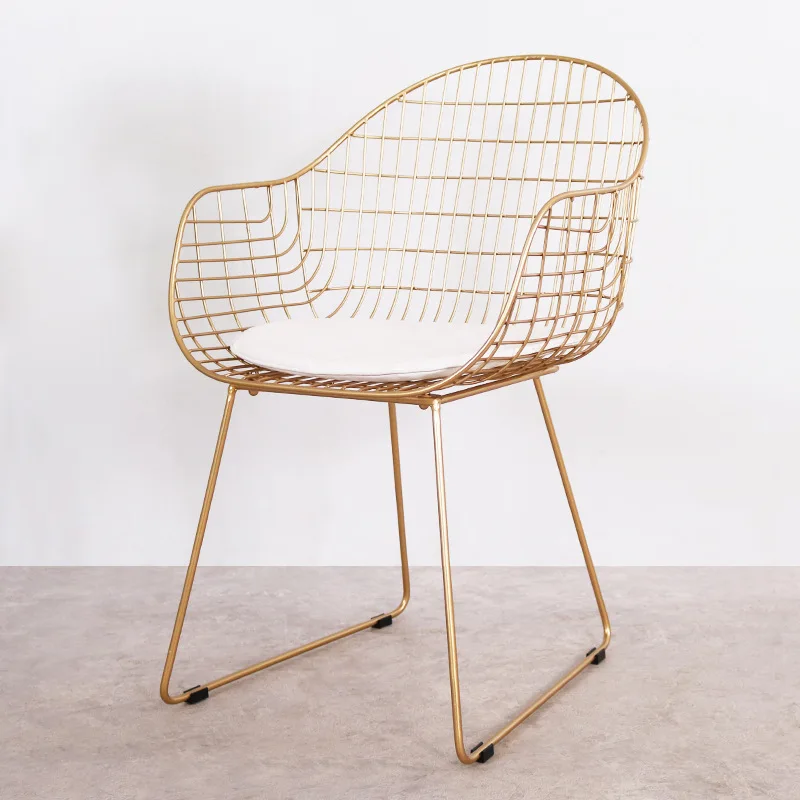 

Wholesale Gold Modern Wire Armrest Chair Stainless Steel Wedding Party Events Banquet Rentals Outdoor Dining Bar Chair