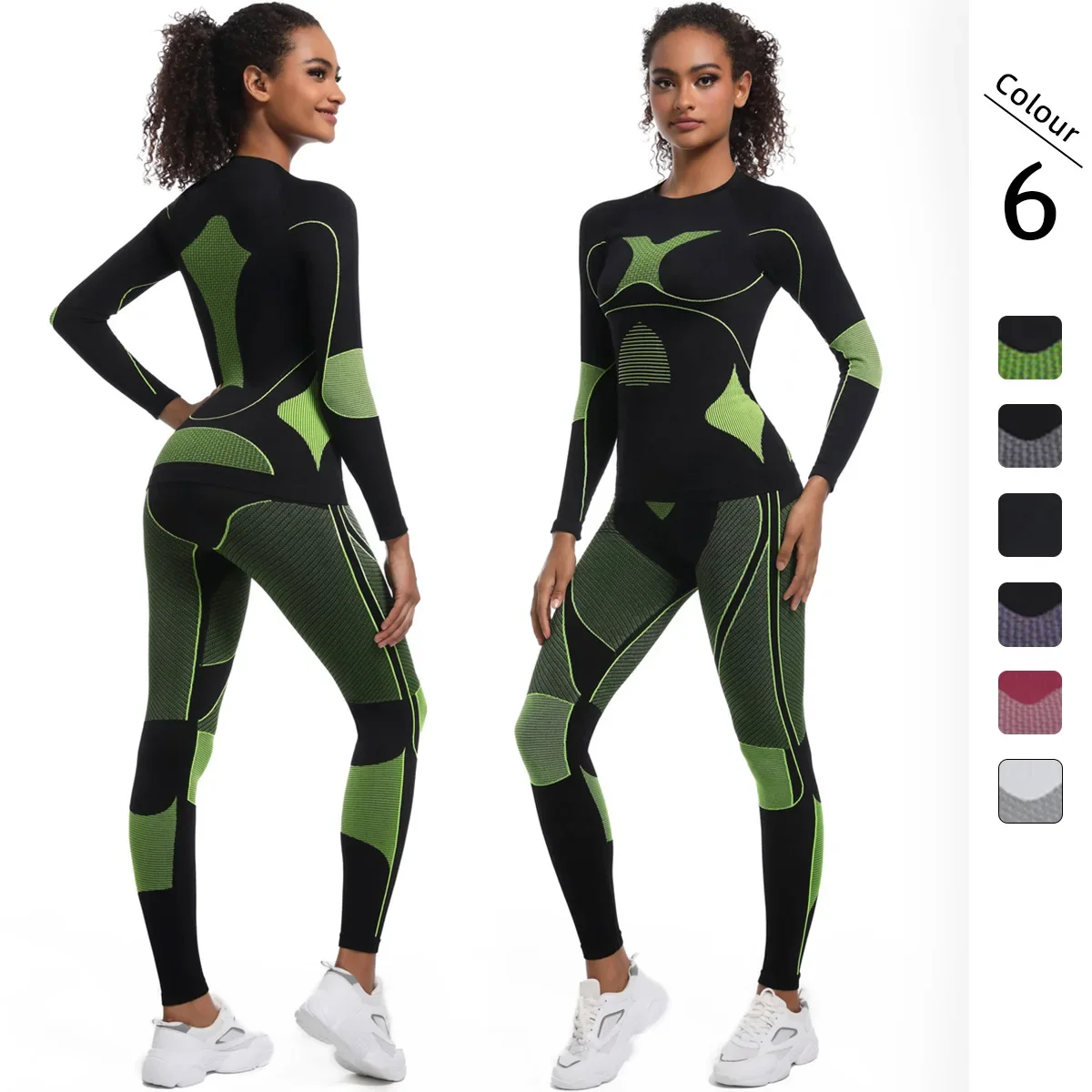 Seamless Yoga Sets Sports Fitness Tight Hip-lifting Long-sleeved Pants Suits Running Cycling Workout Gym Leggings Sets for Women