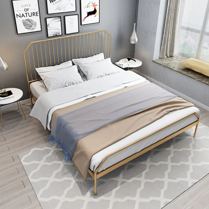 Nordic household simple wrought iron bed, inn hotel single double sleeper bedroom light luxury 1.5 meters adult bed