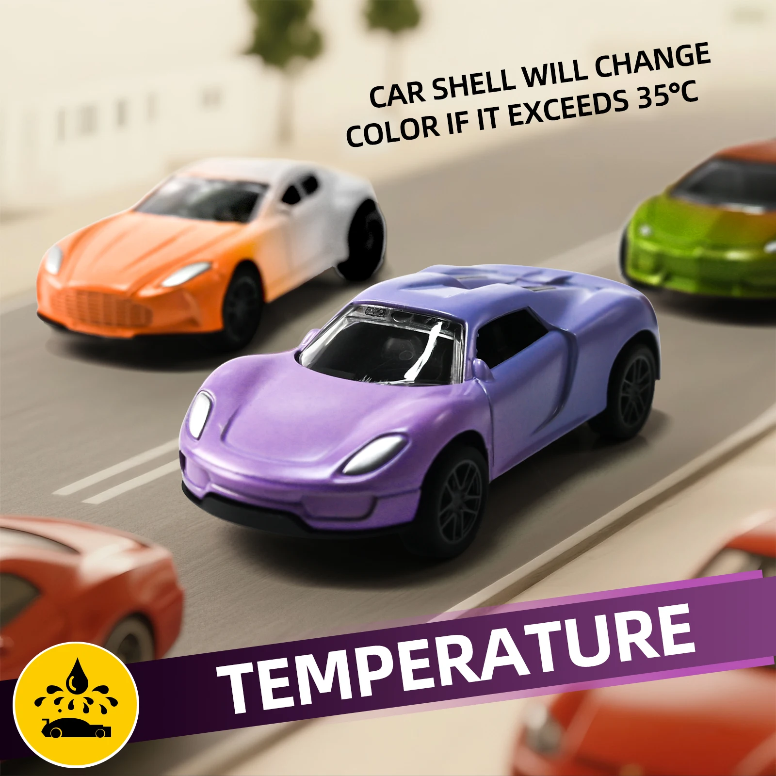 1:64 Temperature Sensitive Color Changing Magic Mini Car Inertia Pull Back Alloy Racing Cars Crash-Resistant Toys Birthday Gift