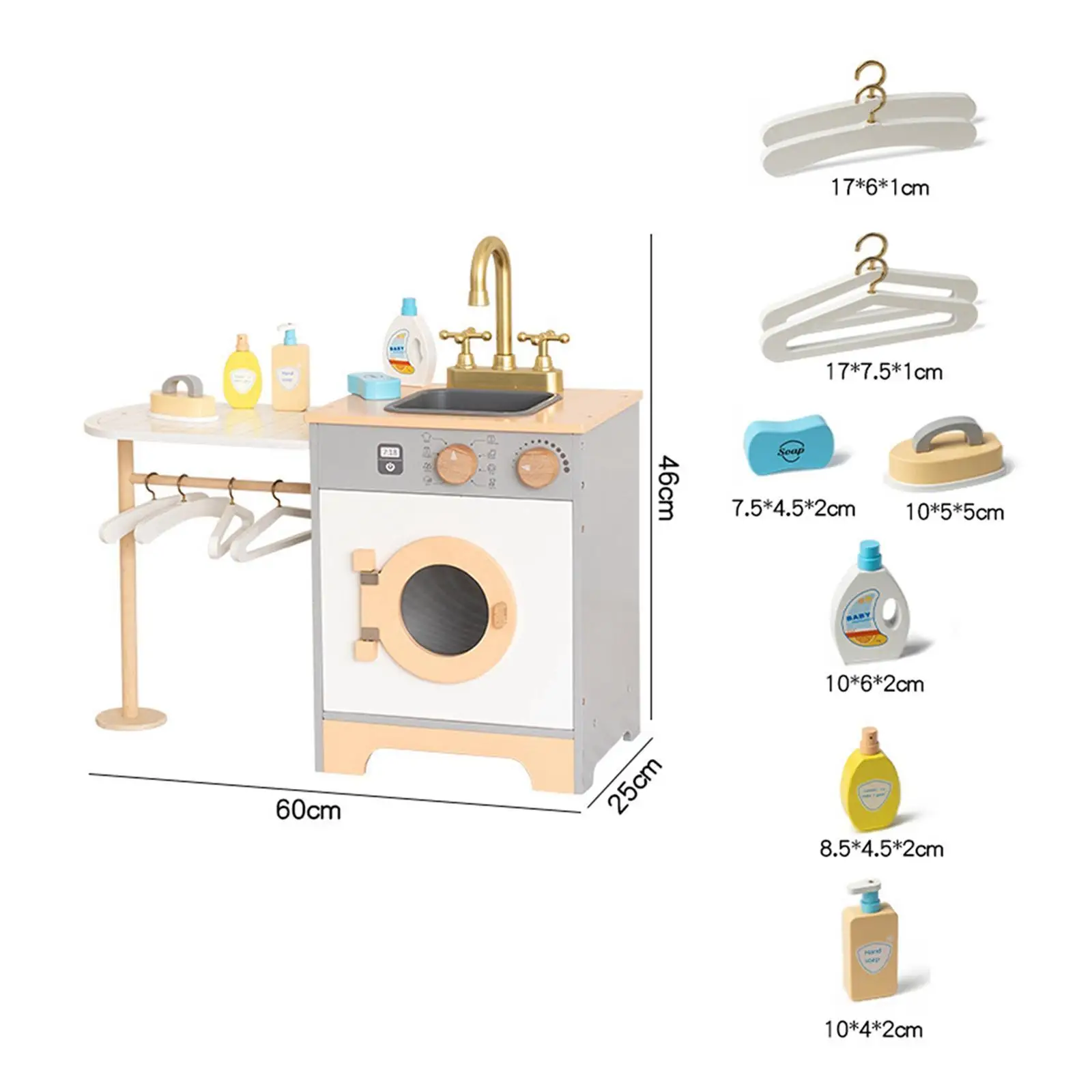 Kids Washing Machine Plays Set Educational Pretend Play Set Fine Motor Skill Children Wooden Washing Machine Playset Toddlers