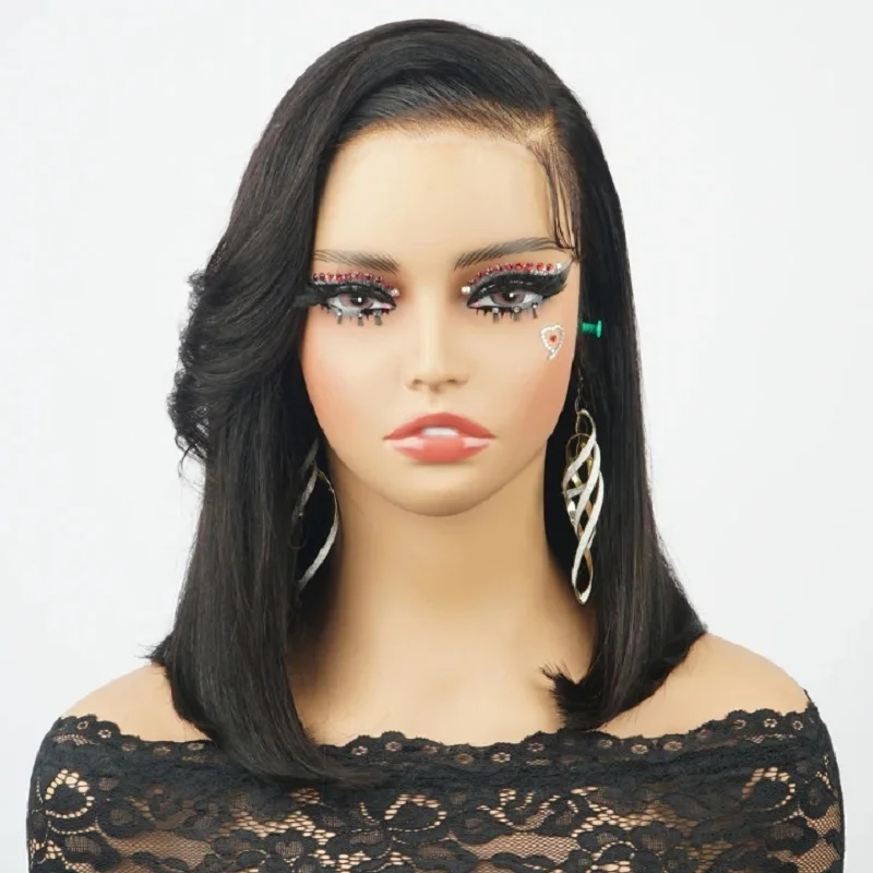 

Short Lace Front Wigs 13x4 100% Human Hair 24 Inch Natural Black Straight Human Hair Wig 200 Density 12A Glueless Wigs