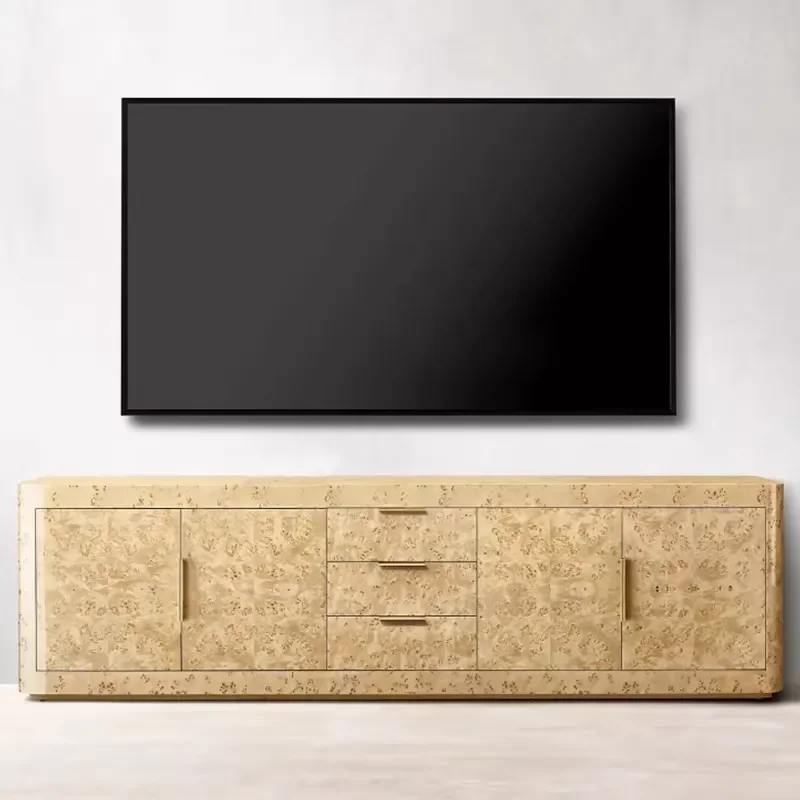 220*45*55cm Double Door High Quality Living Room Tv Stands Solid Wood Home Furniture 4-door Media Console With 3 Drawers