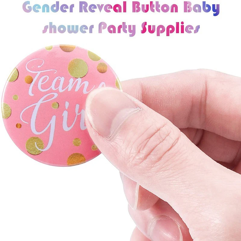 60Pcs/Set Gender Reveal Theme Party Happy Bithday Print Badge Handmade Birthday Badge Boy Girl Party Games Decoration