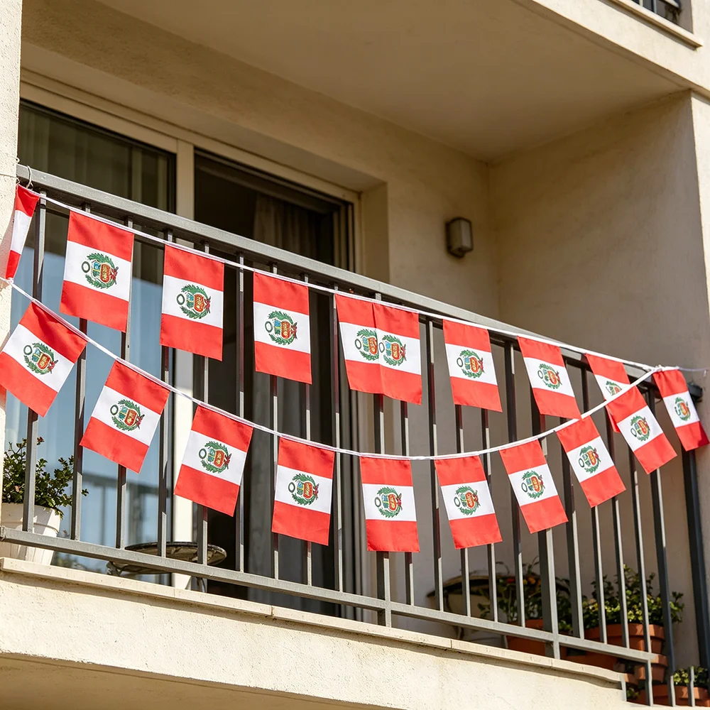 Peru Bunting Flags 14x21cm 20pcs/Lot Peru String Flags Pennant Banner for Festival Party Decoration