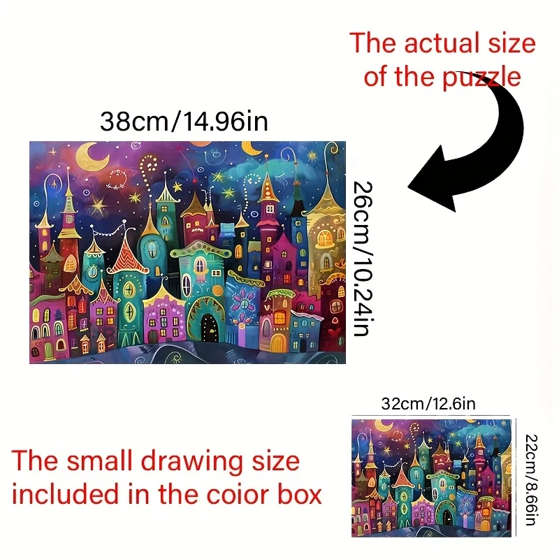 Vibrant Fairy Tale Night City Scene Jigsaw Puzzle Adult Fantasy Theme Intellectual Game Home Leisure Decorative Puzzle Toy