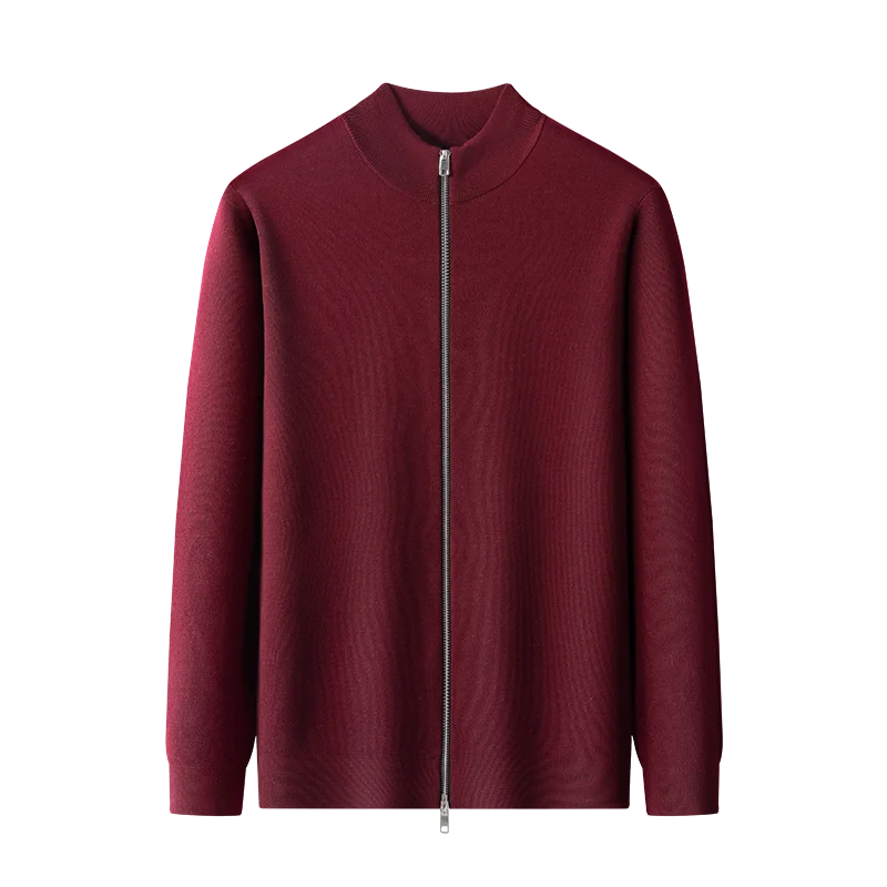 

Real Good 100% Sheep Wool Cardigan Men Classic Simple Worsted Wool Sweater Long Sleeve Knitwear Solid Zipper Sweater Coat