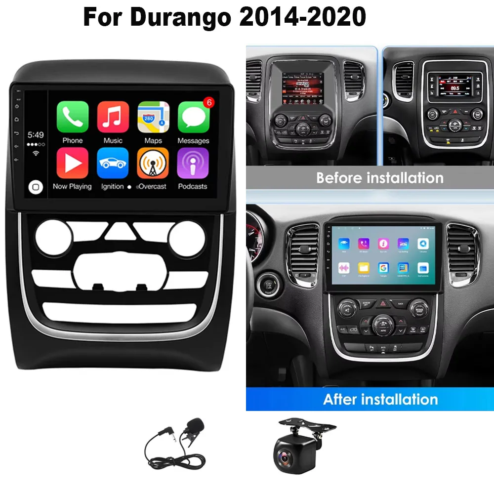 Autoradio Android 13 9 pouces, 4 + 64 go, pour Durango 2014 – 2020, CarPlay sans fil intégré, autoradio Android Auto, avec GPS, WiFi, Bluetooth
