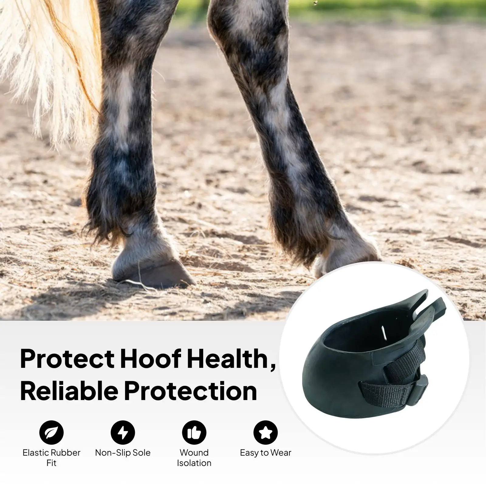 

Horse Hoof Boots Rubber Protective Cover Equestrian Gear Non Slip Equipment for Horse Hoof Care