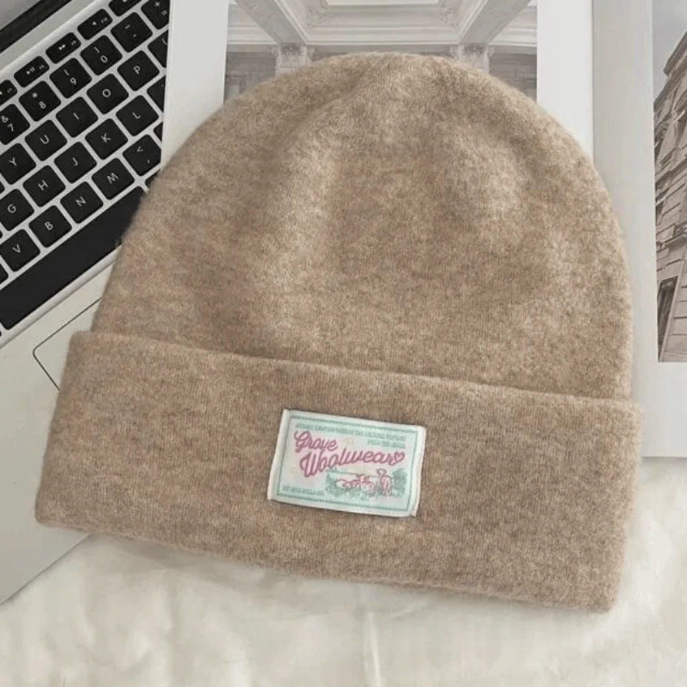 

Fashion Keep Warm Knitted Pullover Hat Coldproof Ear Protection Woolen Stacked Hat Soft Solid Color Beanies Cap Autumn