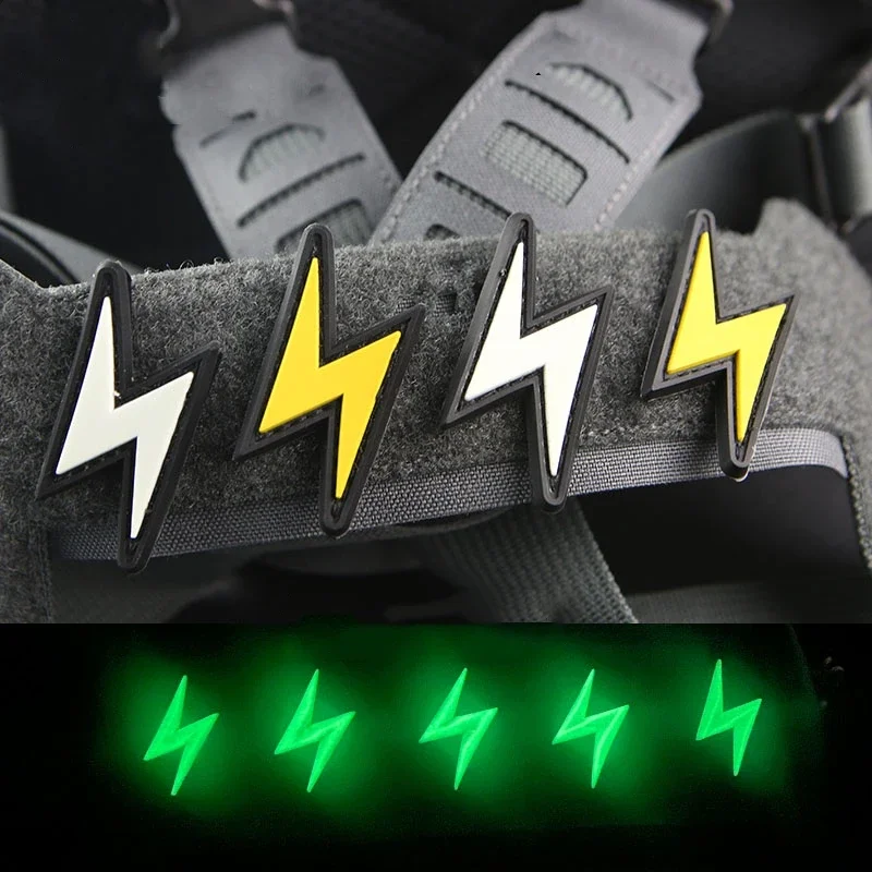 Super Lightning Caution Thunder Glow PVC Patches Tactical Morale Emblem Functional Packaging Decoration Sticker HookLoop Patches