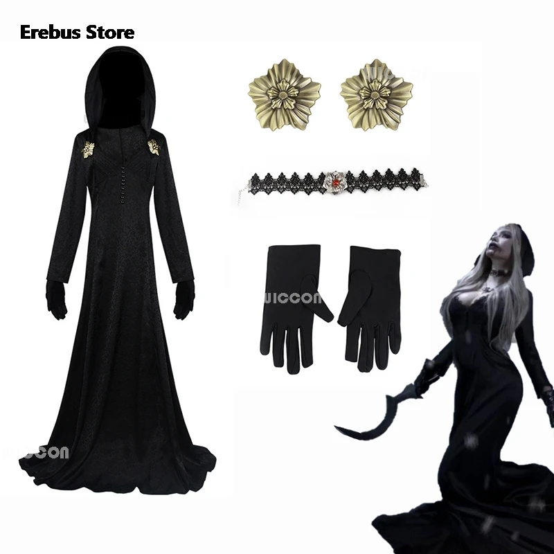 Alcina Dimitrescu Cosplay Costume Gown Dress Resident Village Horror Style White Dress Women Halloween Evil Cosplay Scary Outfit