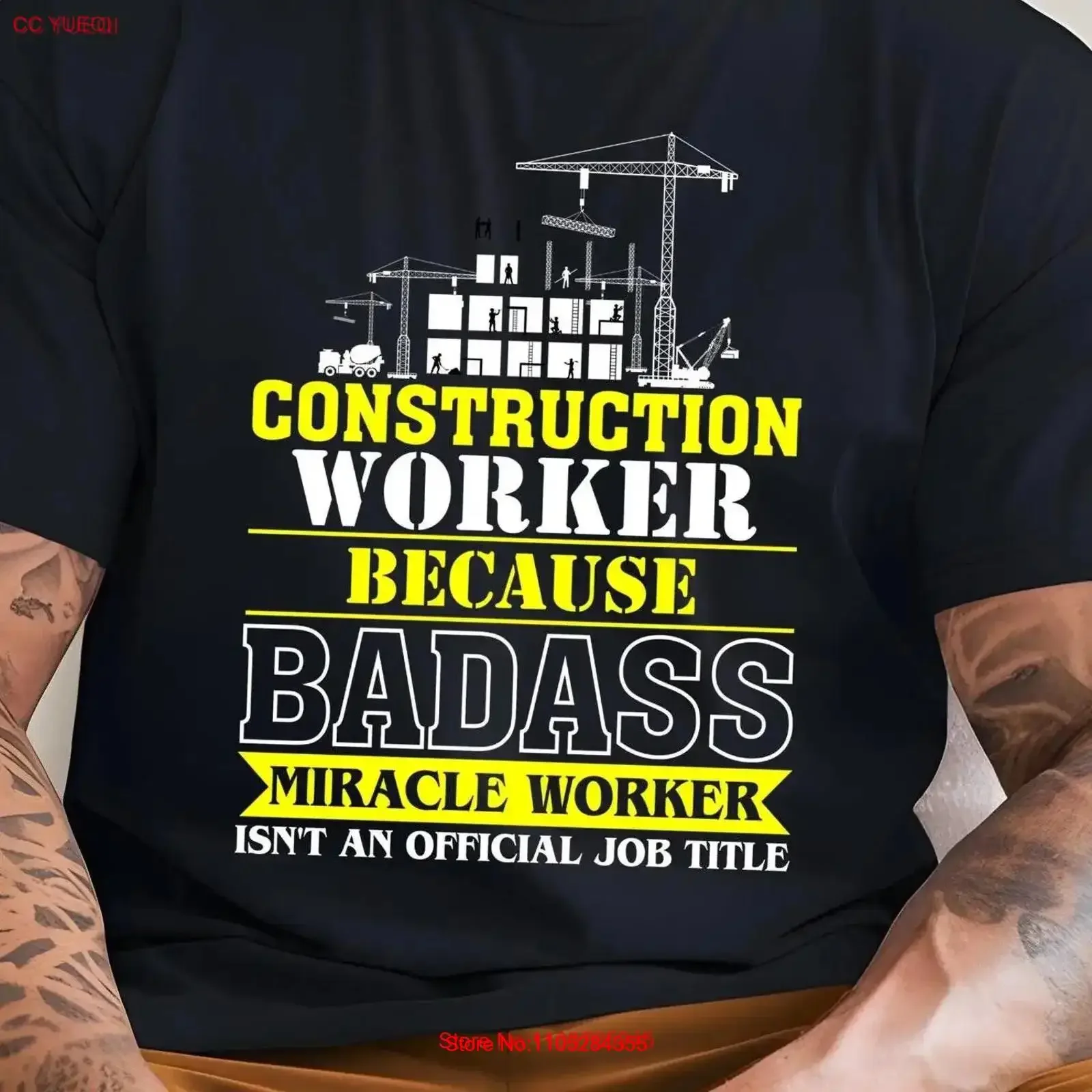 Construction Worker Because Badass Miracle isn't an Job Title Father Bella Canvas Crew Neck T Shirt DTF 80072 vintage Washed
