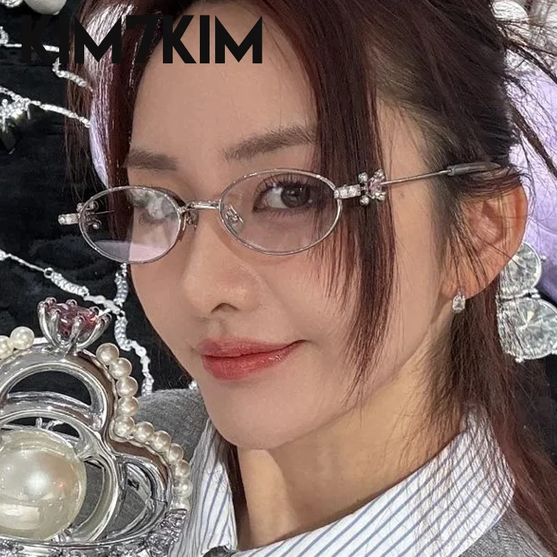 

Y2K Punk Oval Small Frame Sunglasses Women 2025 Luxury Brand Rhinestone Metal Sunglass Prescription Eyewear Trendy UV400 Shades