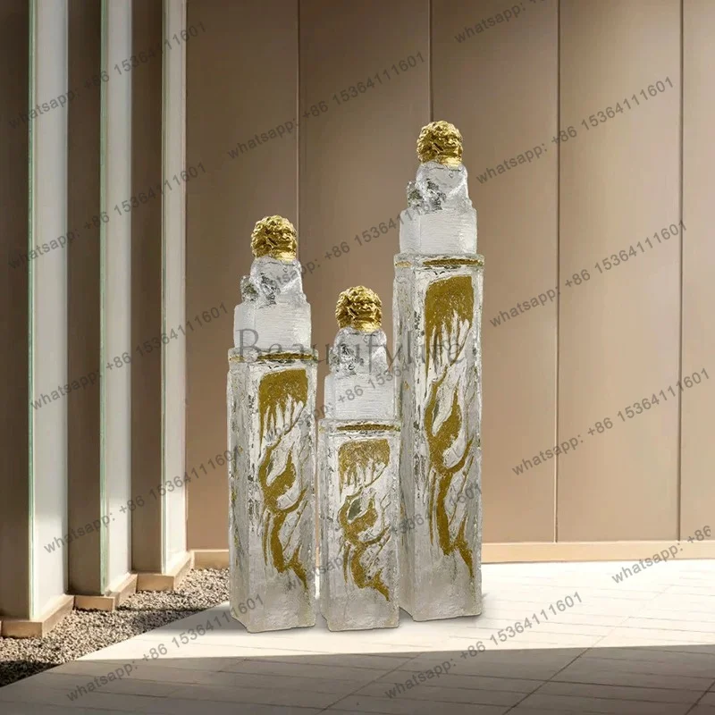 

New Chinese style decorative entrance large ornament living room hotel stairwell floor art abstract resin sculpture