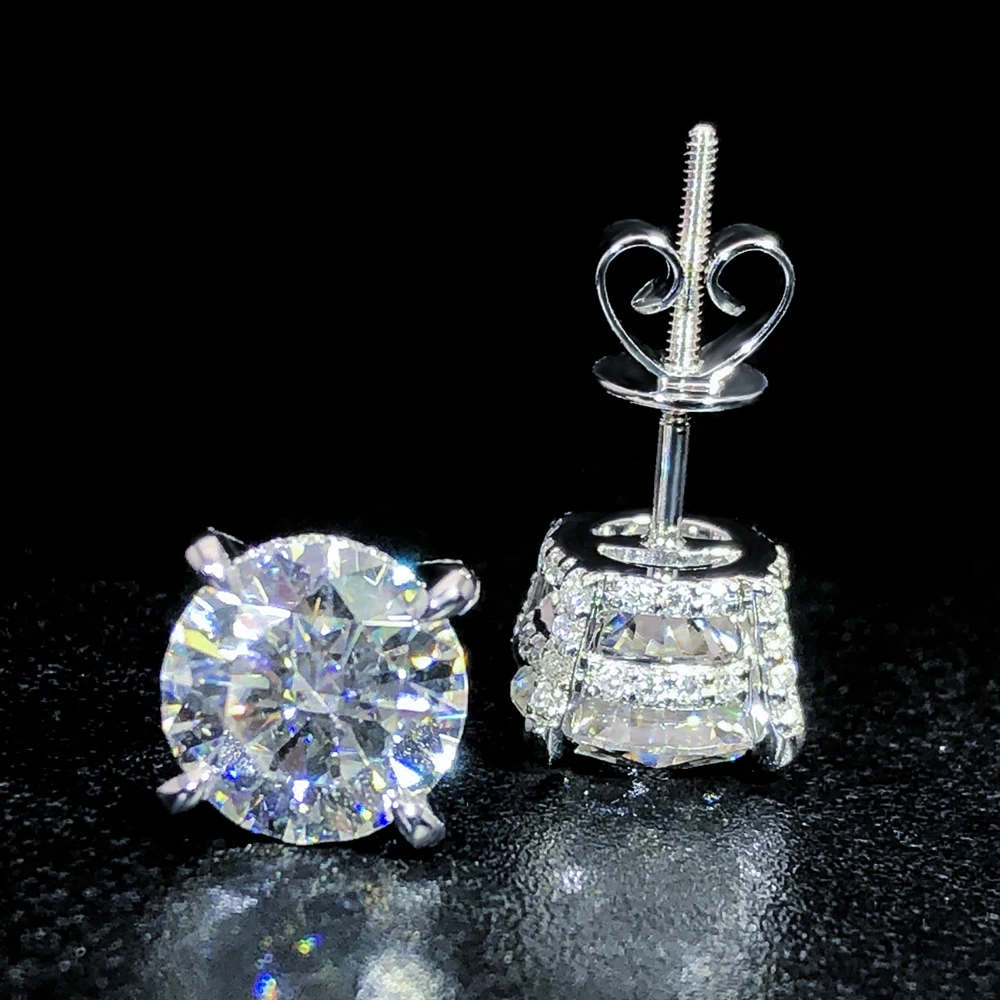 

Custom Real S925 Sterling Silver 9K 10K 14K 18K Solid Gold Earrings D VVS GRA Moissanite IGI Lab Grown Diamond Studs Earrings