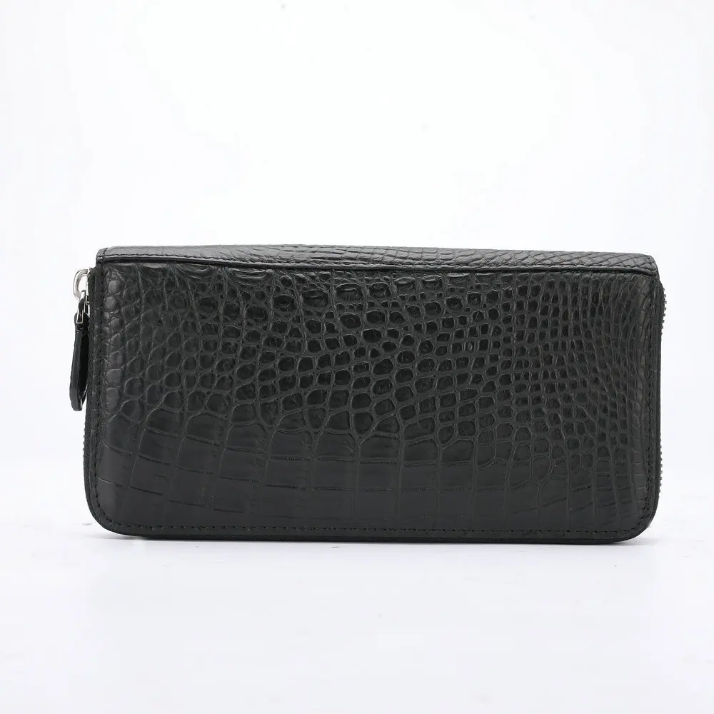 Matte único puxar pacote duplo crocodilo barriga bolsa de couro longo calzeше gandк мужekte© carteiras masculinas bolsa moedas bolsas titulares