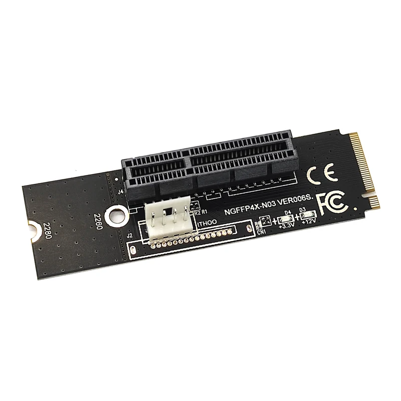 Adaptateur de carte Riser M2 vers PCIE 4X, transfert de clé M vers PCIe avec indicateur de tension LED pour PCI Express 1X à 16X Riser Mining