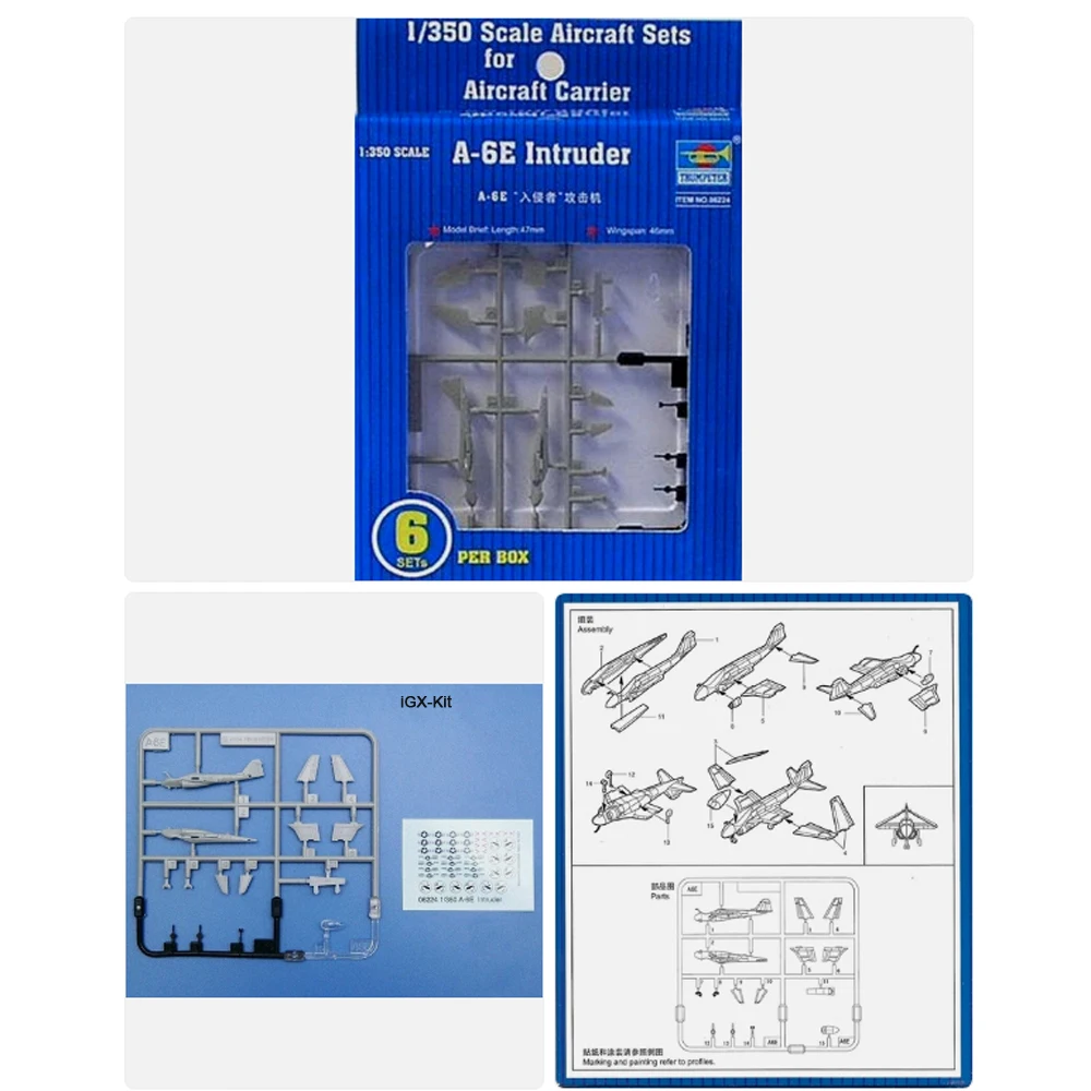 Trumpeter 06224, Escala 1:350, Avión de Ataque A6E A-6E A6E Intruder de la Fuerza Aérea Estadounidense, Kit de Construcción de Modelo de Plástico para Ensamblar