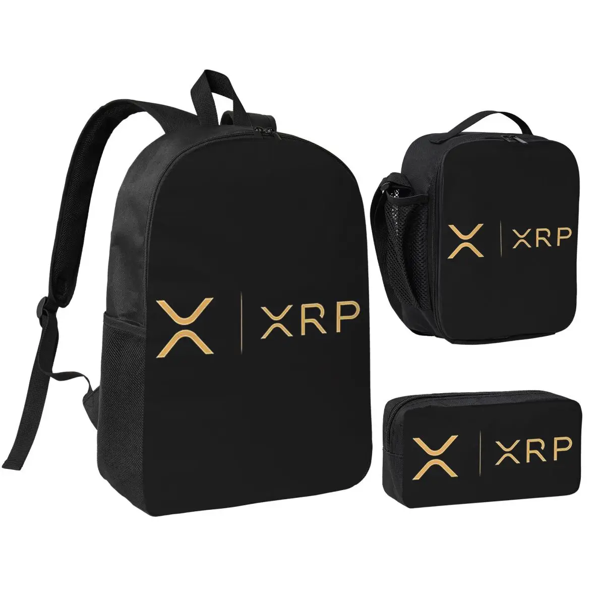 Sac à dos XRP Cryptocurrency XRP, sac à livres pour étudiants, sac d'école, sacs à bandoulière, 3ps, sac à déjeuner isotherme, trousse à crayons