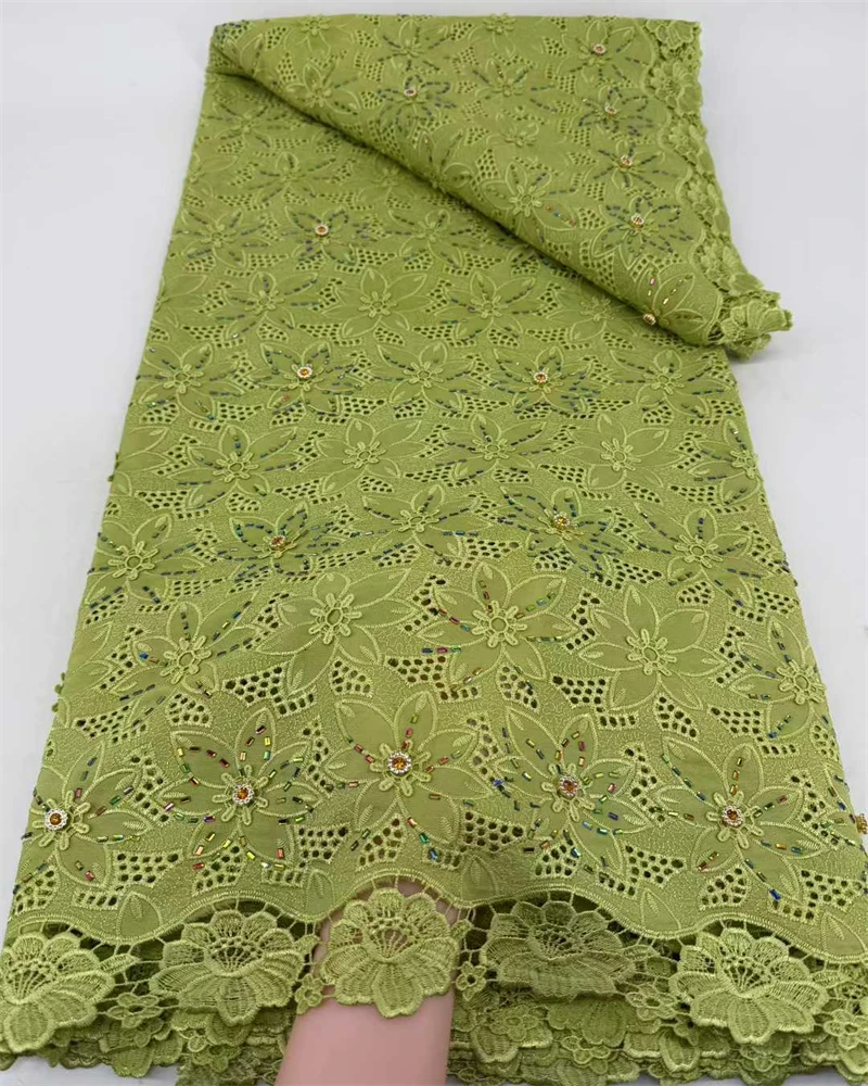 

5 Yards Nigerian Guipure Cord Lace Fabric with African Sequins High Quality for Elegant Party Dresses Latest 2026 Design