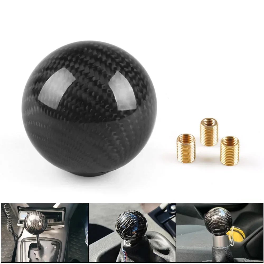 

Universal Carbon Fiber Car Circular Gear Shift Knob Round Ball Shape Shifter Handle Stick Head Lever AT MT
