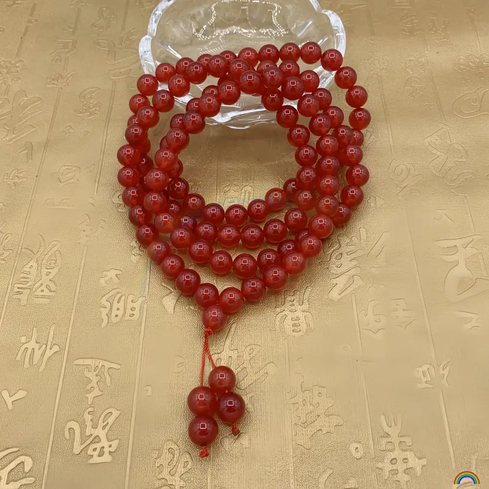 RWBUY Brand Design 108 Natural Agate Buddha Beads Necklace with Multi Loop Bracelet and Jade Ball Pendant《Bungee Cord》