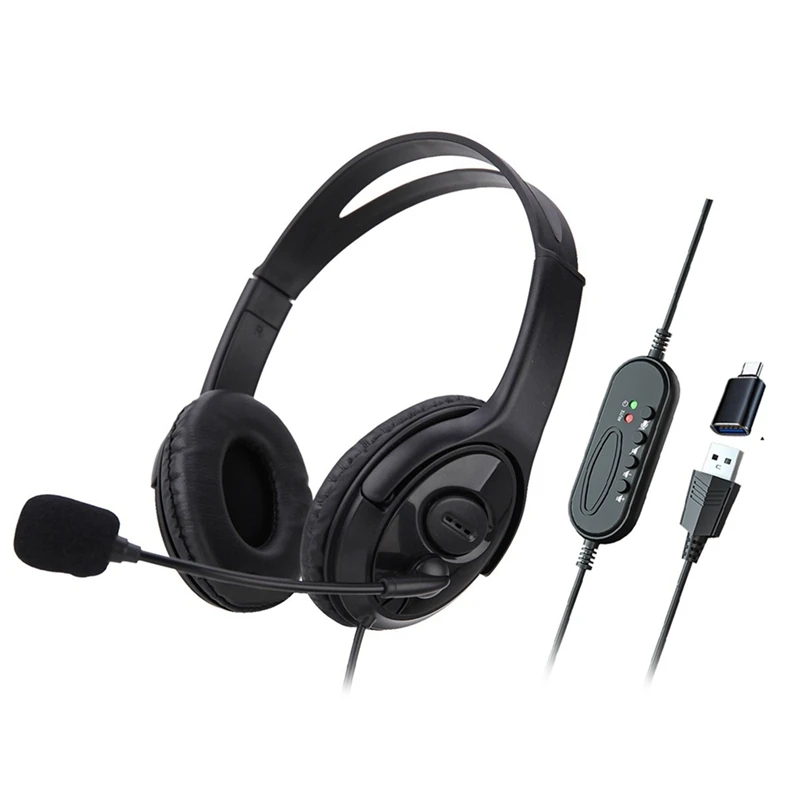 

Computer Teaching Telephone Headset With Microphone Type-C For Zoom Skype Office Call Center 1Set