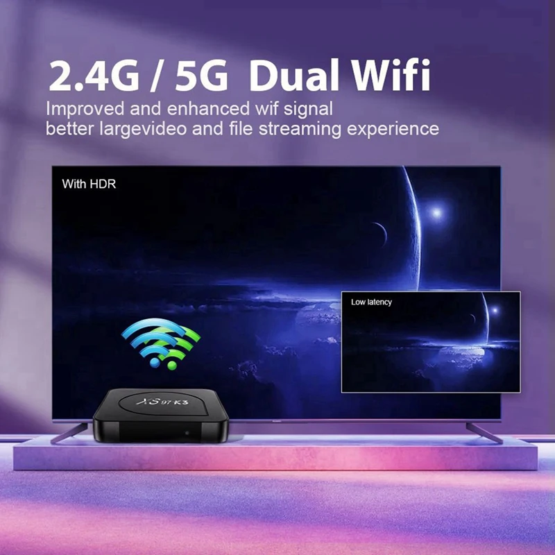 XS97 K3 Android 10.0 Smart TV Box H313 Quad Core 2.4/5G Wifi TV Box 4K UHD Media Player 1G+8G US Plug