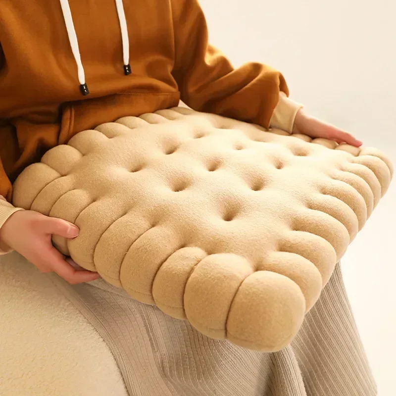 Biscuit Shape Plush Cushion Soft Creative Pillow Chair Seat Pad Decorative Cookie Japanese Tatami Back Cushion Sofa Pillows