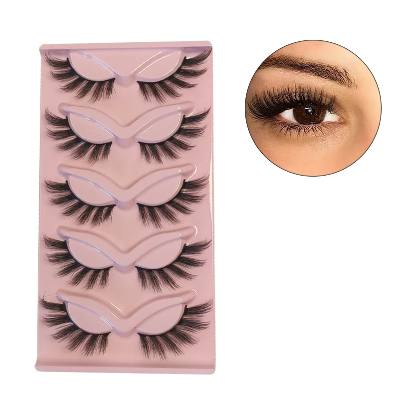 Slant Flying Cluster Eye Extensions Thick & Long Lashes 5 Pair Fox System Lashes