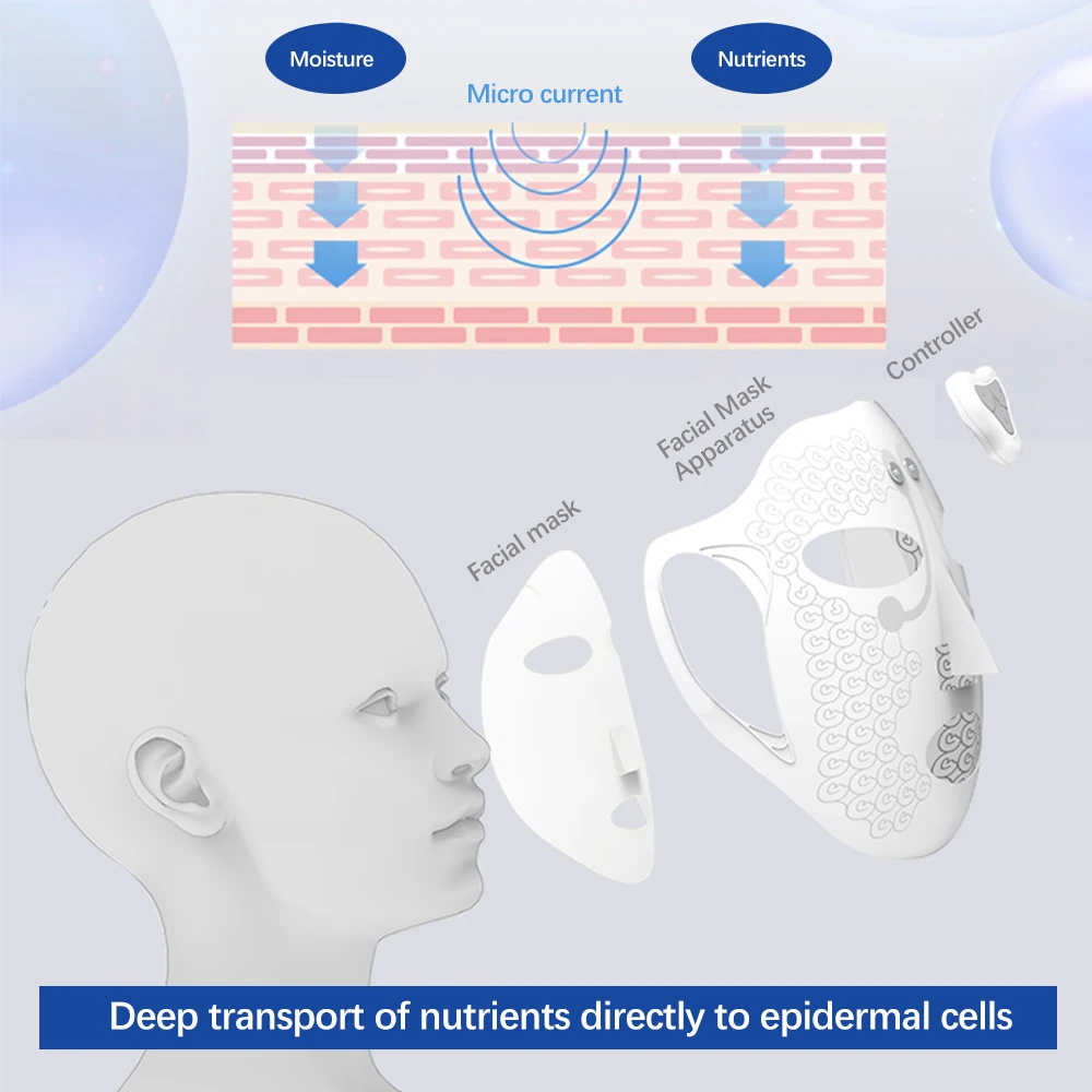 Electric Facial Mask EMS Microcurrent Face Massage Devices Wrinkle Removal Vibration Beauty Skin Tighten Lifting Spa Face Mask