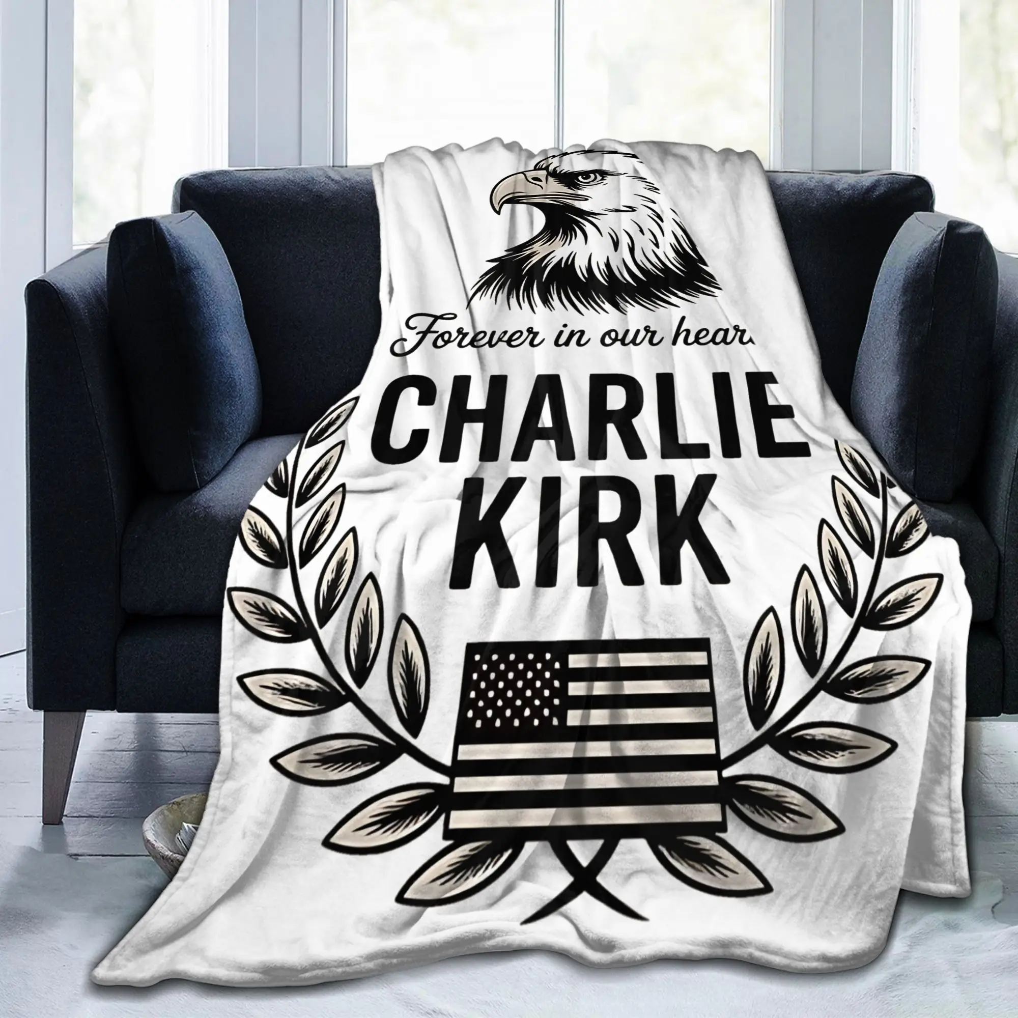 RIP Charlie Kirk Memorial Blanket Flannel Printed A True Patriot Multifunction Super Warm Throw Blanket for Car Bedding Quilt