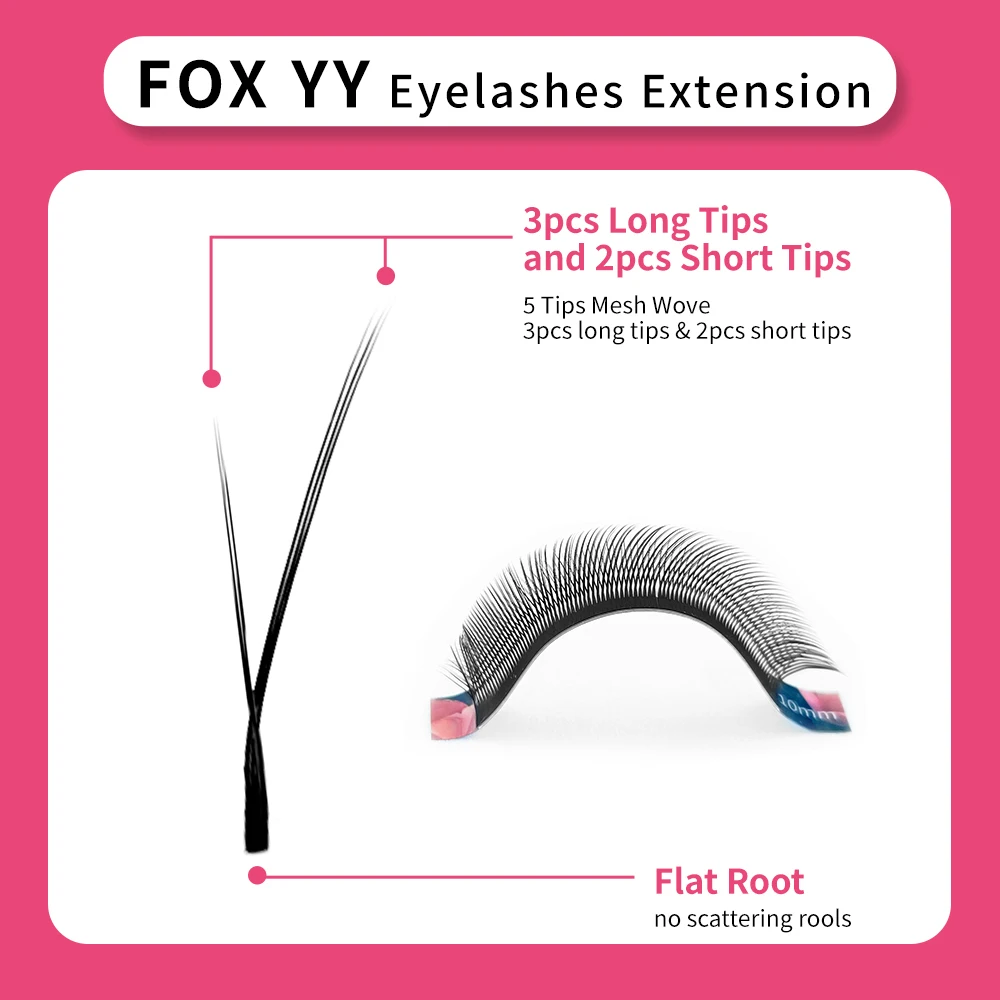 LAKANAKU  0.07mm 8-12mm Y Cilios Fox Eyes YY Shape Eyelashes Extension YY Eyelash Cilia and Brazilian Volume Soft Mink YY Lashes