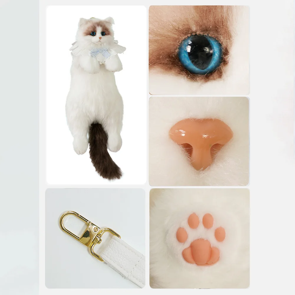 حقيبة ظهر مقلدة على شكل قطة، محفظة ظهر عصرية من القطيفة الناعمة كاواي، حقيبة كتف لطيفة على شكل قطة للنساء حقيبة مدرسية للبنات هدية #5