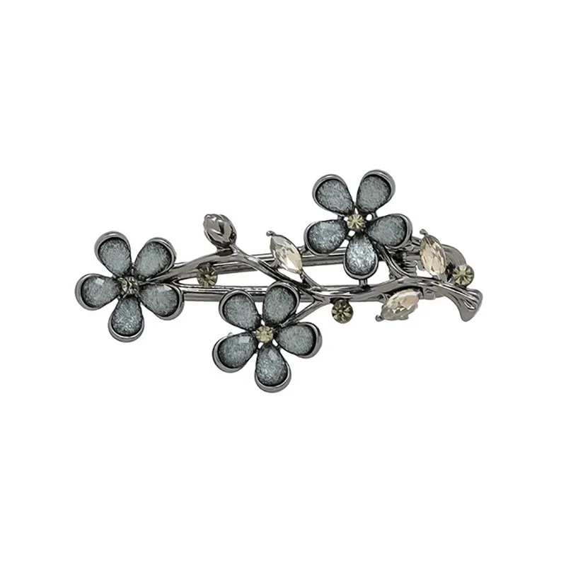 Épingle à cheveux en forme de fleur de branche de strass haut de gamme, frange exquise pour femmes, Clip latéral en bec de canard, accessoires pour cheveux élégants de Style coréen