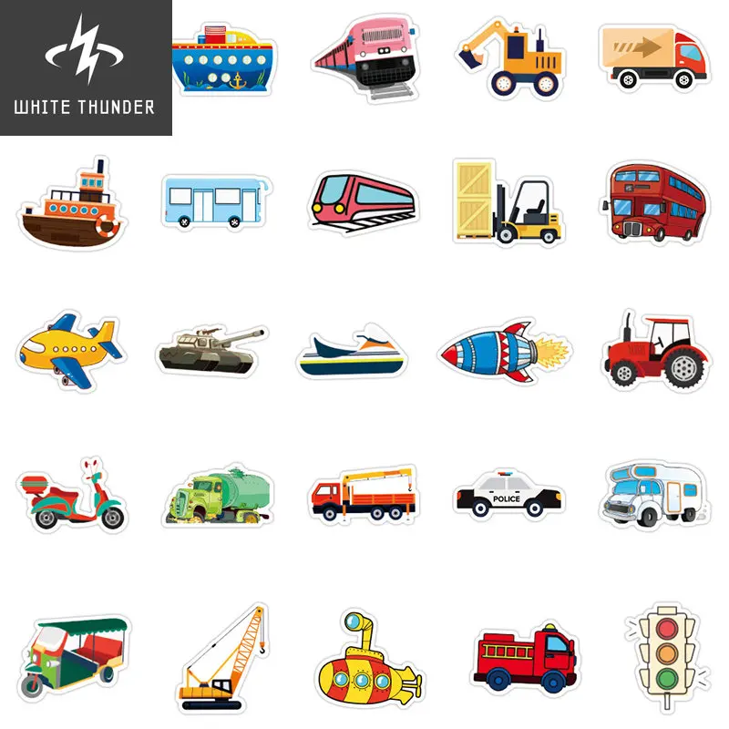 100pcs Kids Toy Car Stickers Early Education Partoon Sticker for Child Gift Notebook School Supplies Student Learing Stationery