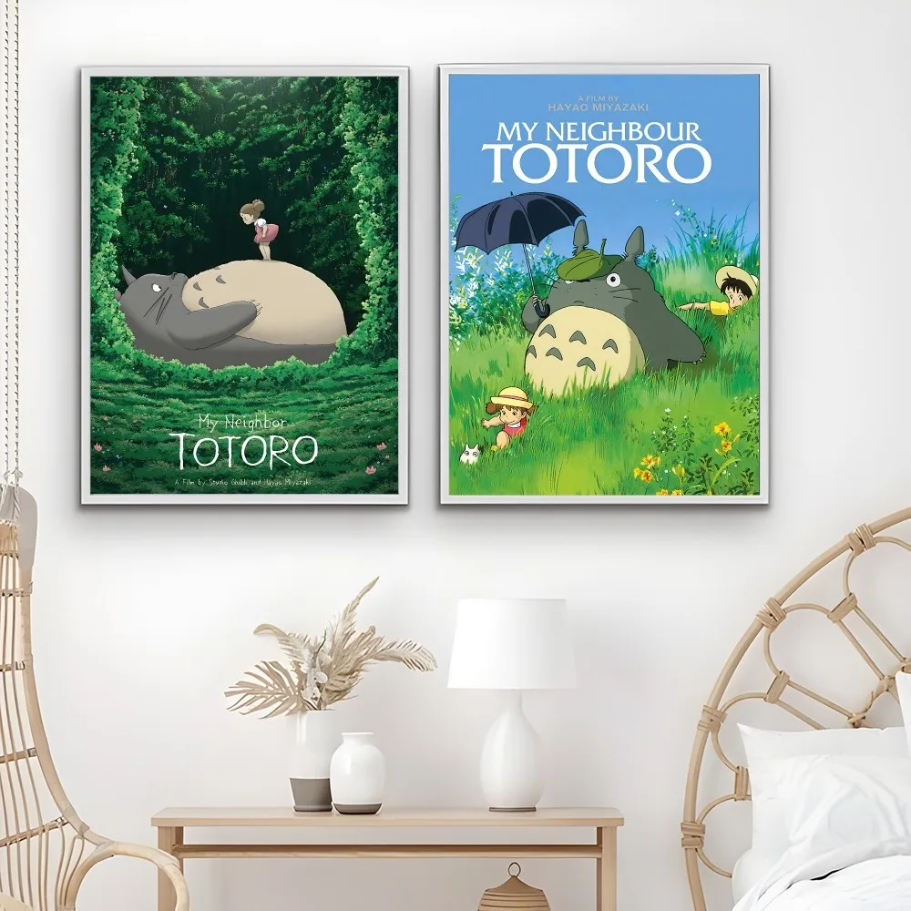 Póster de Catoon clásico de Anime t-totoroes, impresión artística de pared adhesiva, impermeable, para el hogar, sala de estar, Bar, decoración estética