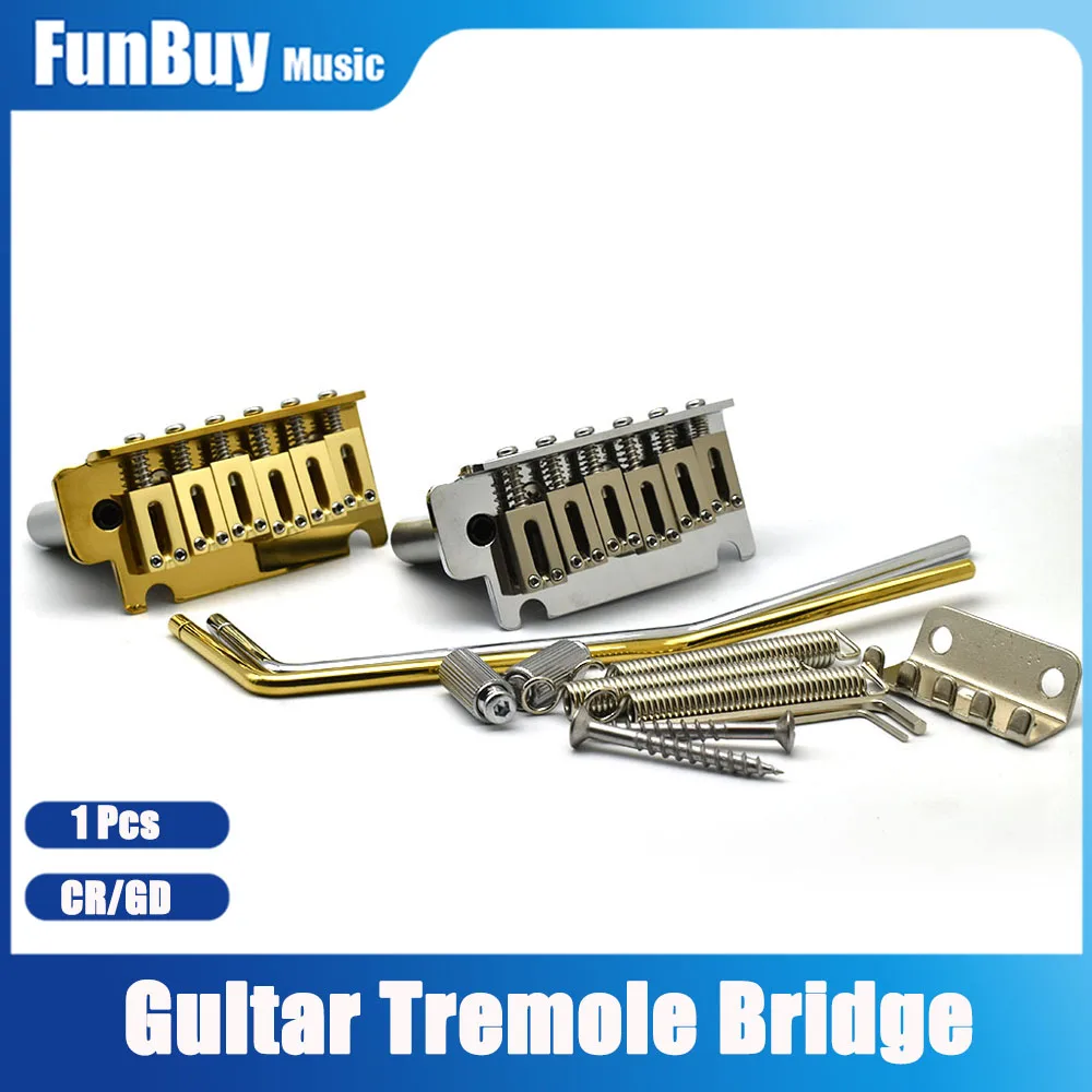 

4 Pcs Guitar Tremolo Bridge 83.5x40.5MM String Spacing 52.5MM(5x10.5MM) for ST Guitar Chrome Gold