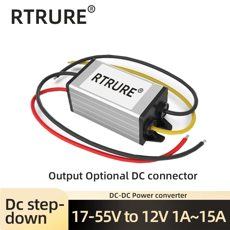 DC 48V 36V to 12V power converter DC car waterproof step-down module 24V to 12V 1-15A monitoring camera step-down regulator