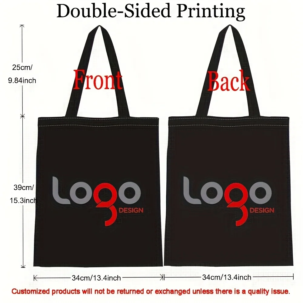 Customizable Photo/Text/Logo Printed Tote Bag, Personalized Bag Women's Portable Travel Shoulder Machine-Washable Shoulder Bag