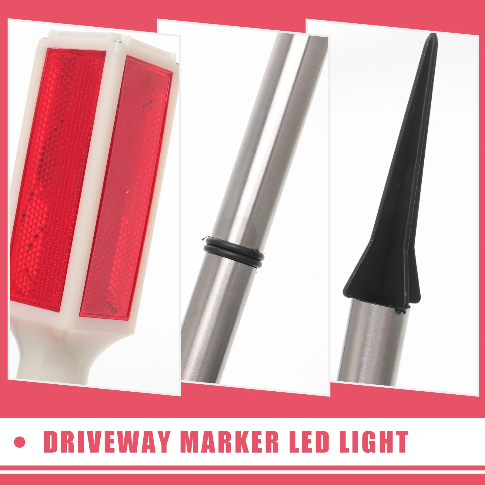 

Solar Driveway Marker LED Warning Light Outdoor Solar Pathway Lights Automatic on Night Durable Reflective Marker