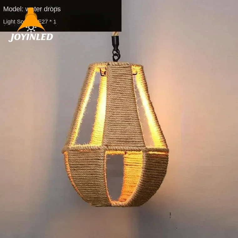 

Retro Drip Shape Pendant Lights Industrial Wind Hemp Rope Hanging Lamps Restaurant Creative Personalized American Countryside