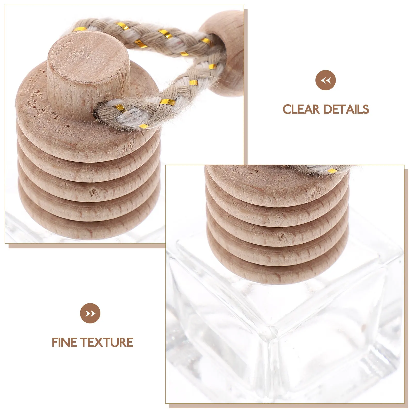 6 Pcs Car Aromatherapy Bottle Pendant Perfume Glass Empty Fragrance Essential Oil Diffuser Holder